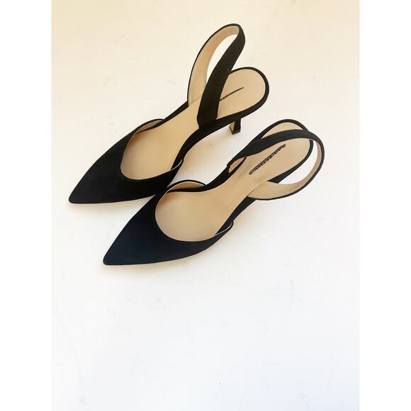 Ann Taylor NWOBN Kerry Suede Slingback Pumps Black 6 - Picture 4 of 6